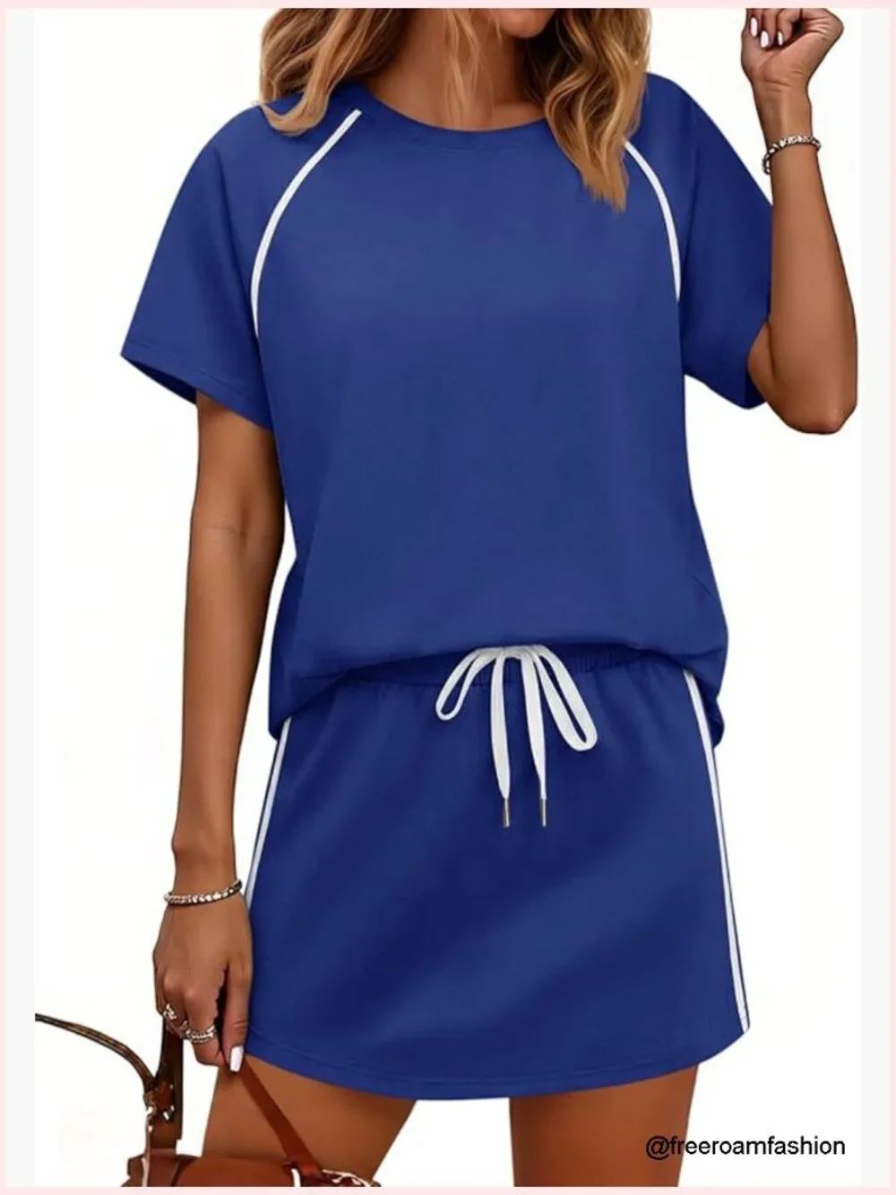 2 Piece Skirt Set Short Sleeve Top & Tennis Skort Lounge Matching Outfits